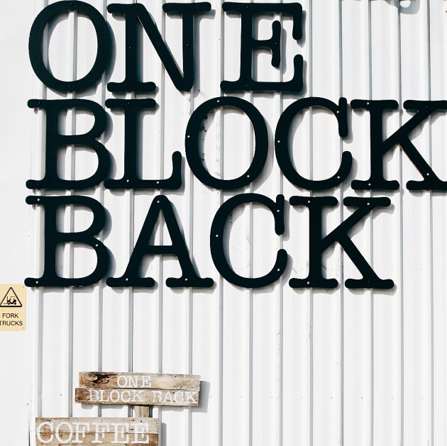 One Block Back sign